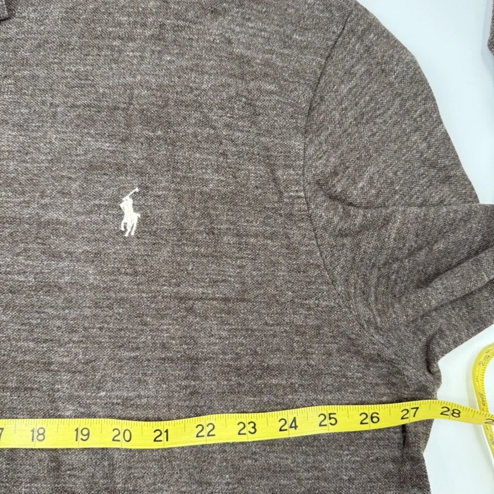 Polo Ralph Lauren Mens 3XLT Brown Heathered Long Sleeve Polo Shirt Tall Big Pony